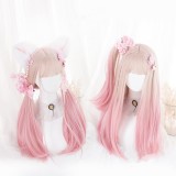 60cm Long Straight Pink Mixed Lolita Wig For Girls Synthetic Anime Cosplay Costume Wig Heat Resistant Hair Wig CS-851A