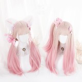 60cm Long Straight Pink Mixed Lolita Wig For Girls Synthetic Anime Cosplay Costume Wig Heat Resistant Hair Wig CS-851A