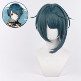 35cm Short Dark Green Mixed Genshin Impact Xingqiu Wig Cosplay Synthetic Anime Halloween Party Hair Wigs CS-555W