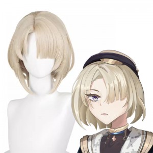 35cm Short Beige Genshin Impact Freminet Wig Cosplay Synthetic Anime Heat Resistant Hair Wig CS-555Q