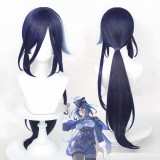 80cm Long Dark Blue Mixed Genshin Impact Clorinde Wig Cosplay Synthetic Anime Cosplay Hair Wigs CS-666B