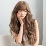 65cm Long Wave Light Brown Wig Cosplay Synthetic Anime Halloween Party Lolita Fashion Hair Wigs CS-886A
