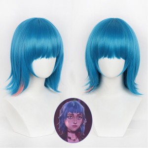 35cm Short Blue&Pink Mixed Jinx Wig League of Legends Arcane2 Anime Synthetic Halloween Party Hair Wigs CS-493I