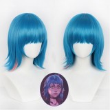 35cm Short Blue&Pink Mixed Jinx Wig League of Legends Arcane2 Anime Synthetic Halloween Party Hair Wigs CS-493I