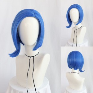35cm Short Blue Inside Out Sadness Wig Synthetic Anime Cosplay Heat Resistant Hair Wigs CS-274D