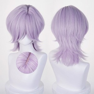 45cm Medium Long Light Violet KPOP Demon Hunters Mystery Wig Cosplay Synthetic Anime Halloween Party Hair Wig CS-639E