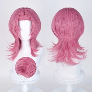 45cm Medium Long Pink Mixed KPOP Demon Hunters Romance Wig Synthetic Anime Heat Resistant Hair Wig CS-639D