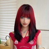 55cm Long YaKi Black&Red Dyed Straight Lolita Fashion Wig for Girls Synthetic Anime Heat Resistant Cosplay Wigs CS-830A