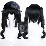 50cm Long Black Curly Magical Girl Witch Trial Kurobe Nanoka Wig Cosplay Synthetic Anime Hair Wig With 2Ponytails CS-688B