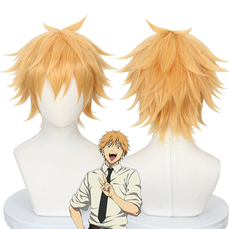 30cm Short Blonde Chainsaw Man Anime Denji Wig Synthetic Cosplay Wigs CS-465C