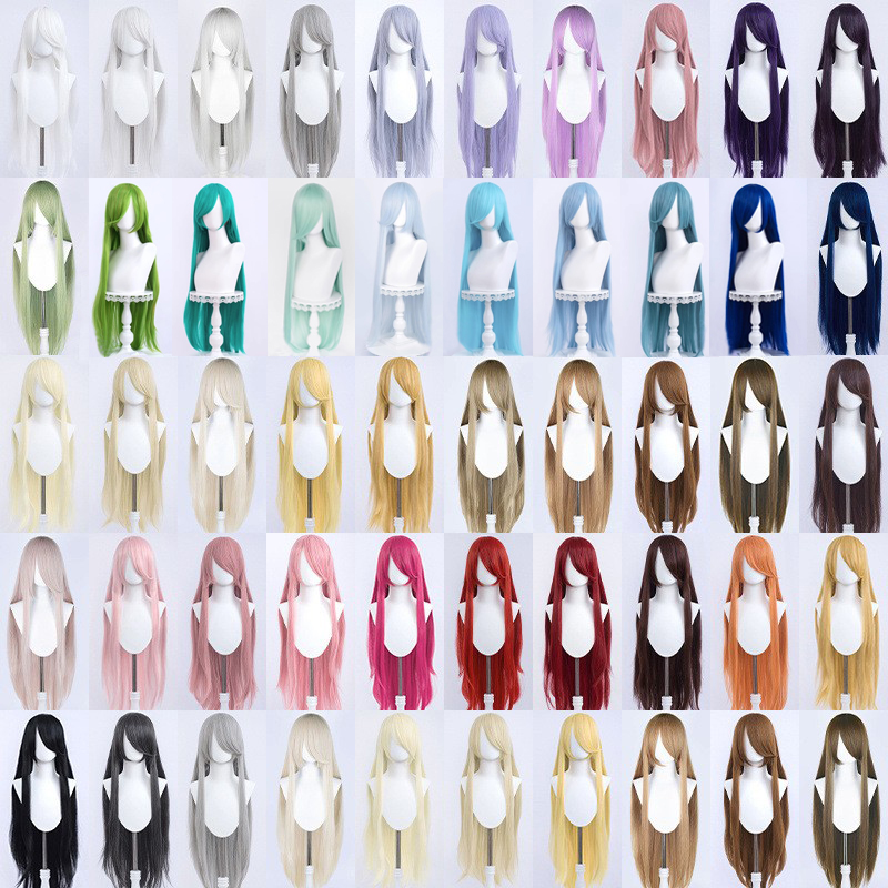 High Quality 100cm Long Straight Wig Cosplay Multi Colors MSN Peluca Halloween Party Synthetic Anime Heat Resistant Hair Wigs CC035